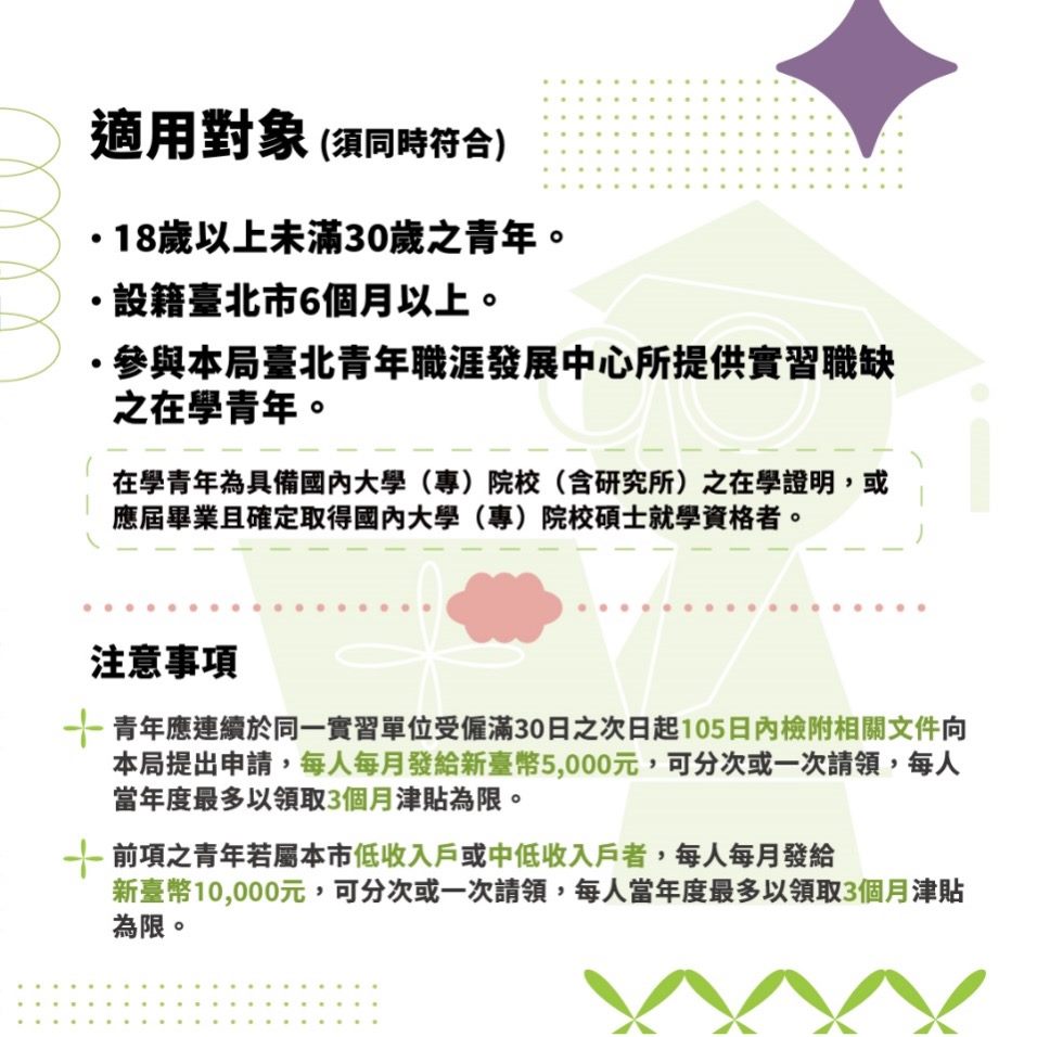 相關圖片 「青年實習津貼計畫」-適用對象